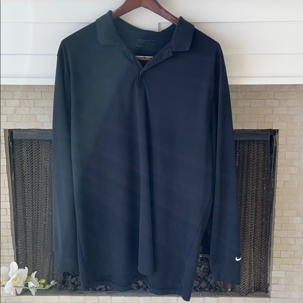 Black Nike Golf Long Sleeve performance Polo